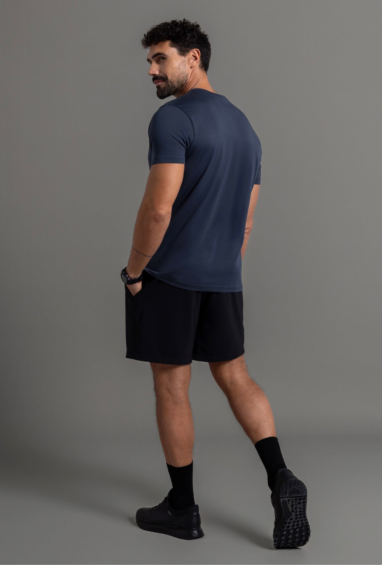 Pima cotton t-shirt back view charcoal grey